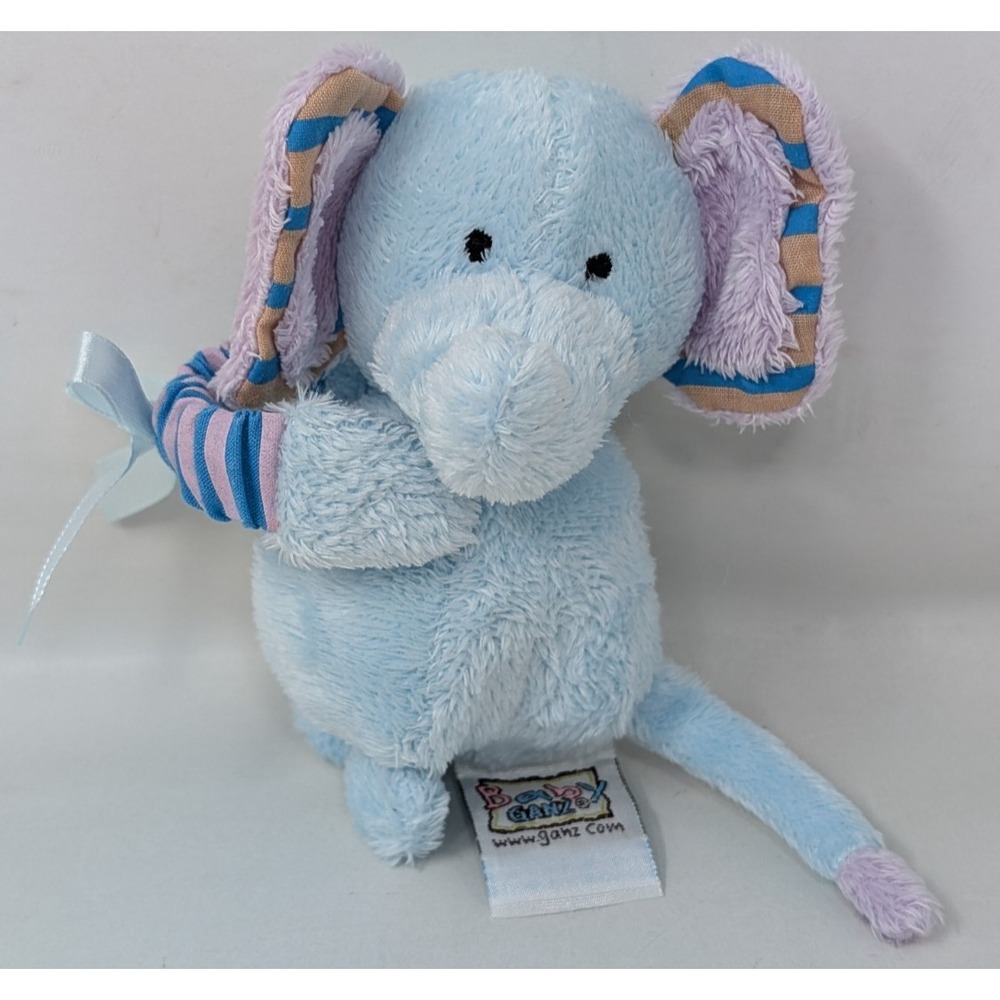 Baby Ganz Blue Elephant Rattle Plush Bottle Hugger Buddies‎ Vintage Toy